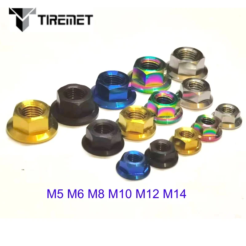 Титановые фланцевые гайки Tiremet M5 M6 M8 M10 M12 M14 для велосипеда мотоцикла