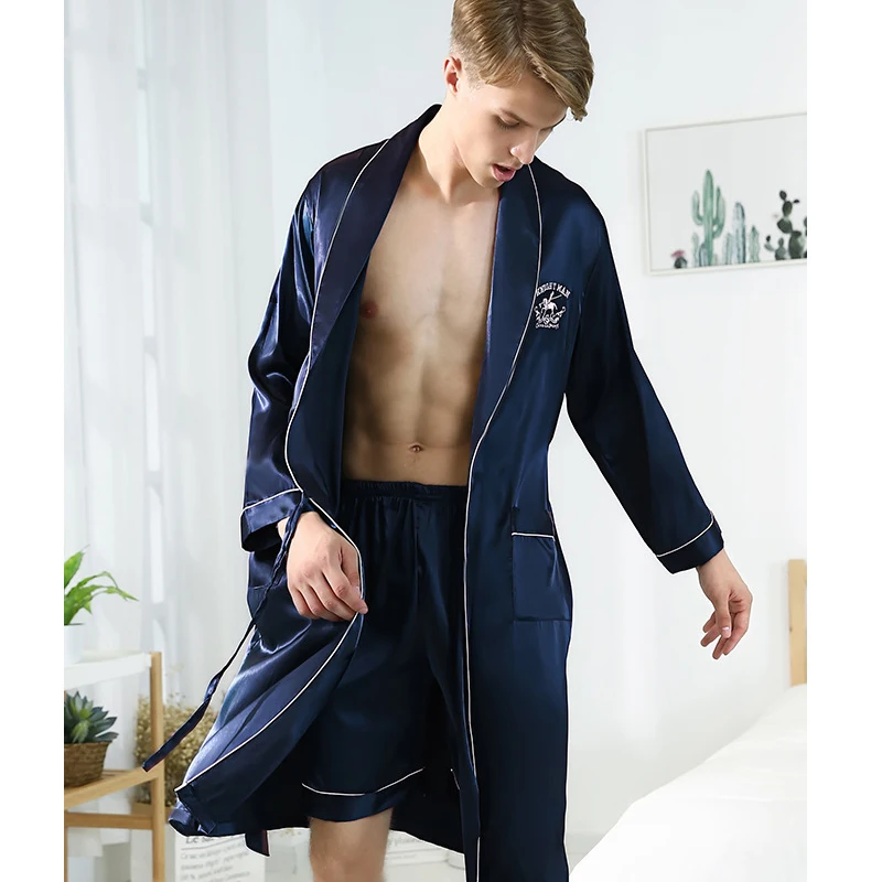 2 шт. Пижама халат кимоно из искусственного шелка hombre мужские пижамы костюмы
