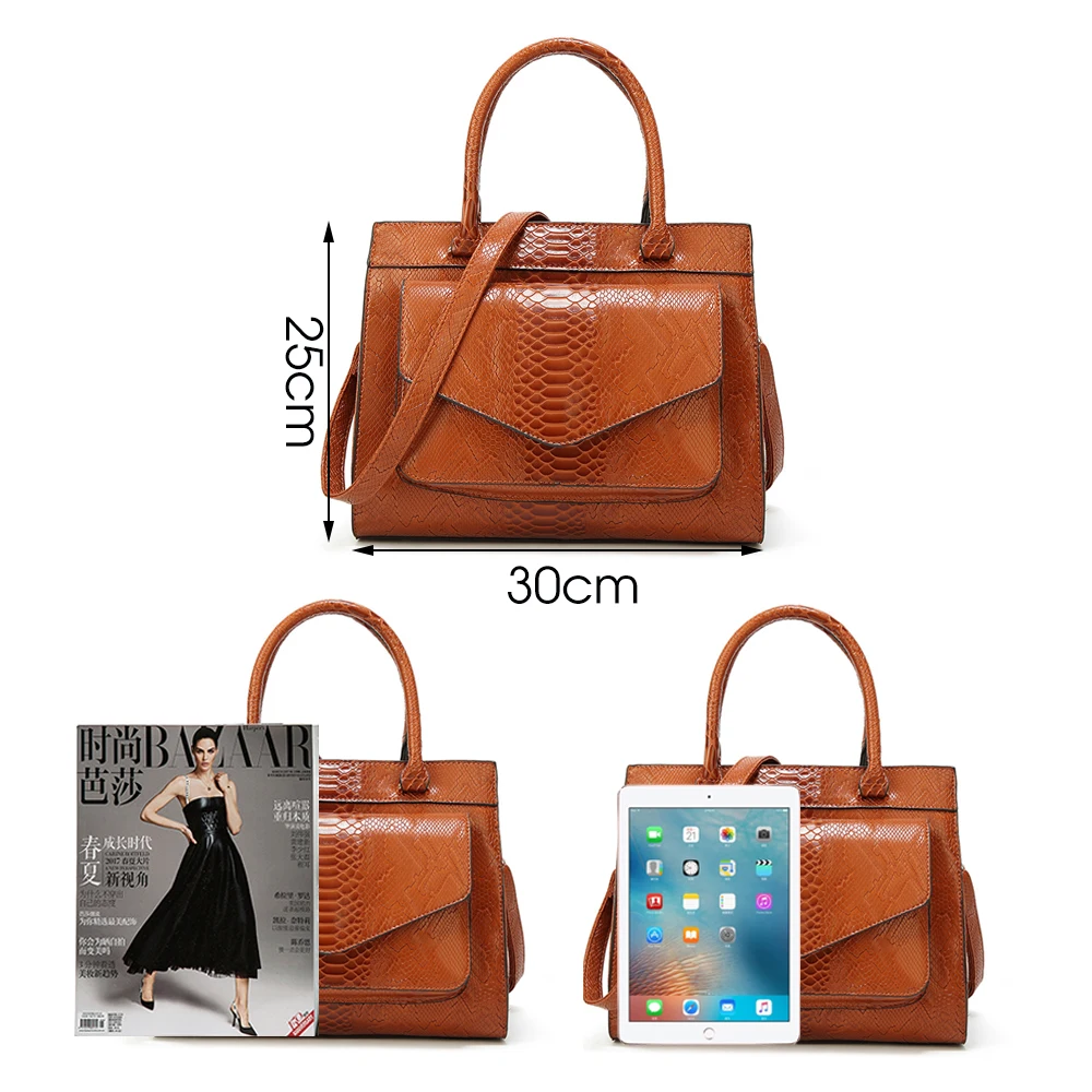 Herald Fashion Serpentine Women Top-handle Bag Female Leather Shoulder Causal Totes High Quality Vintage Ladies' Handbag |