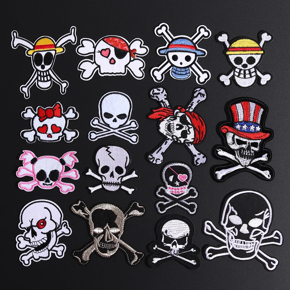 

Hotsale Fashion Punk Skull Patches for clothing iron on Stickers Clothes Patch Badges DIY Jacket Jeans Embroidery Parches