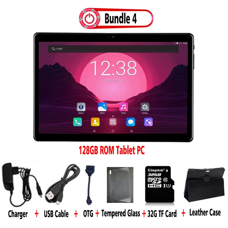 128G ROM Add Case 10 дюймовый планшетный ПК 1920*1200 ips 2.5D закаленное Стекло Deca Core, размер экрана 6 ГБ Оперативная память 128 Гб Встроенная память 4 аппарат не привязан к оператору сотовой связи Android 8,1 Bluetooth, Wi-Fi, 13MP gps+ подарки - Комплект: 128G ROM Add Case