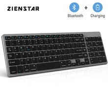Zienstar Bluetooth Keyboard Rechargeable BT Wireless Keyboard with Number Pad Full Size Design for Laptop PC Tablet Windows IOS
