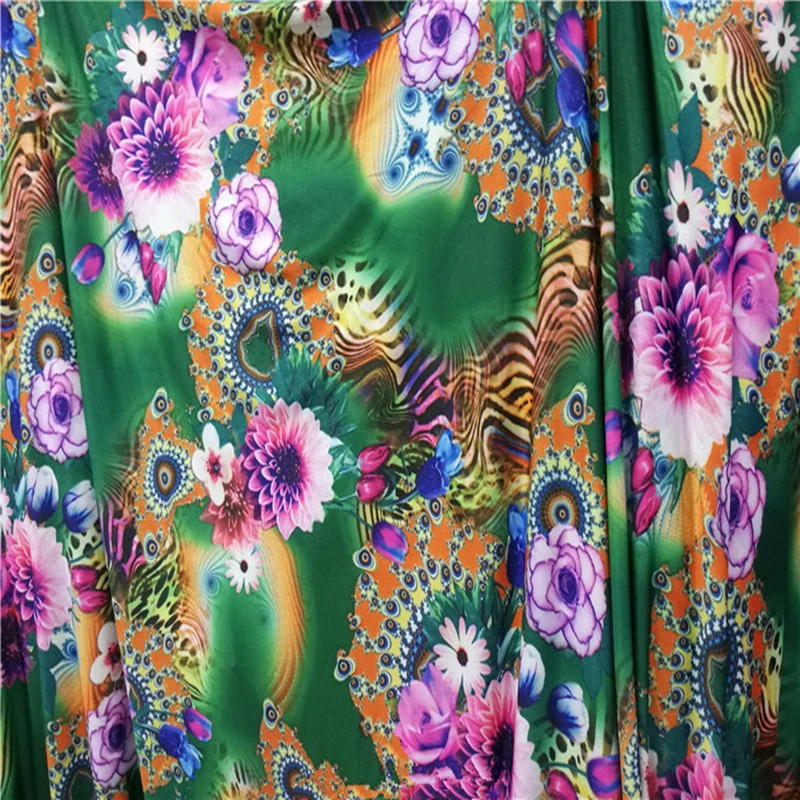 Четырехсторонняя большая эластичная молочная шелковая ткань с принтом