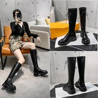 2021 winter new womens knee length martin boots womens microfiber thick soled and velvet warm winter boots 33 43 size spot