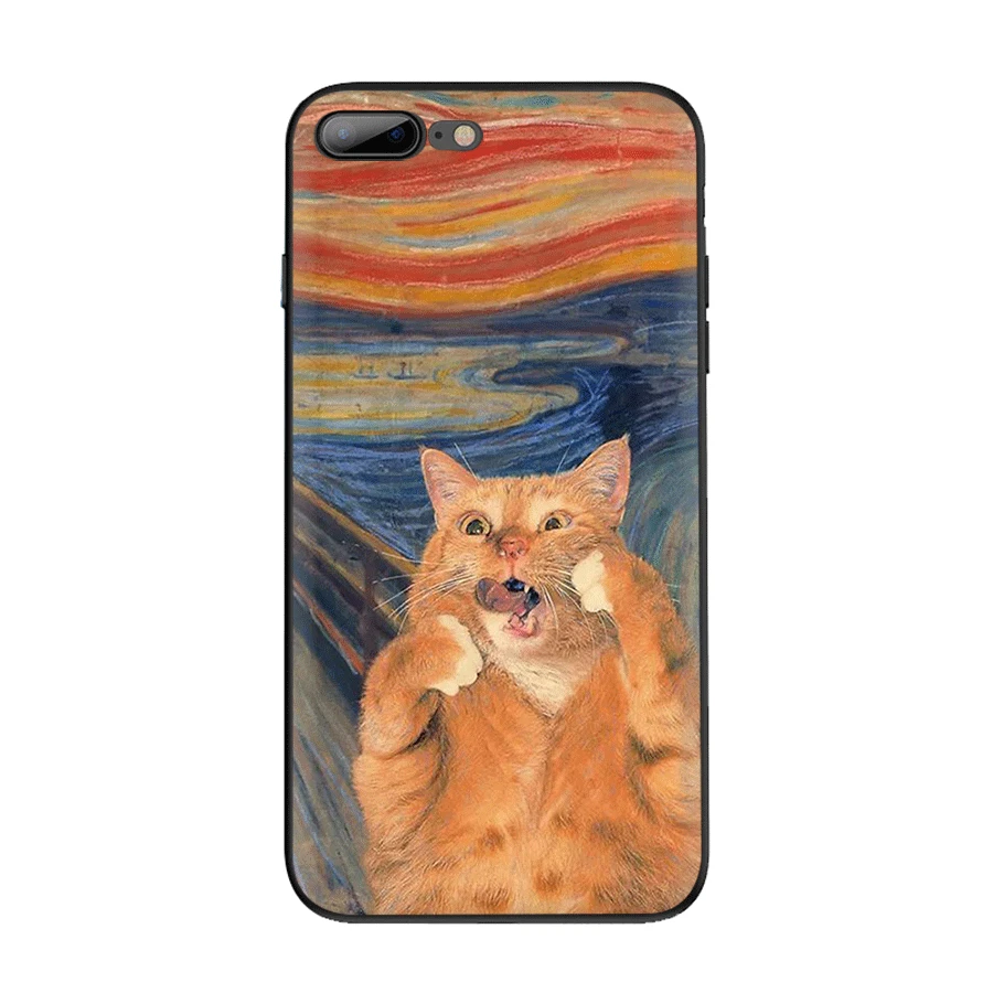 Чехол для iPhone 7 8 6 6s Plus 11 Pro XR X XS Max роскошный чехол известная картина Оранжевый кот