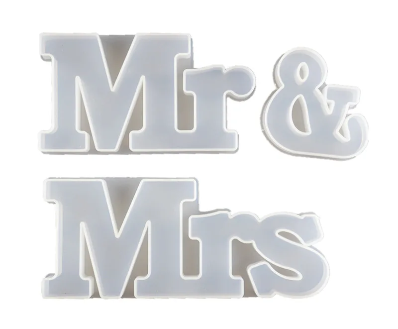 

Mr Mrs Letter Crystal Epoxy Resin Mold for Diy Wedding Decoration English Word Combination Silicone Mold