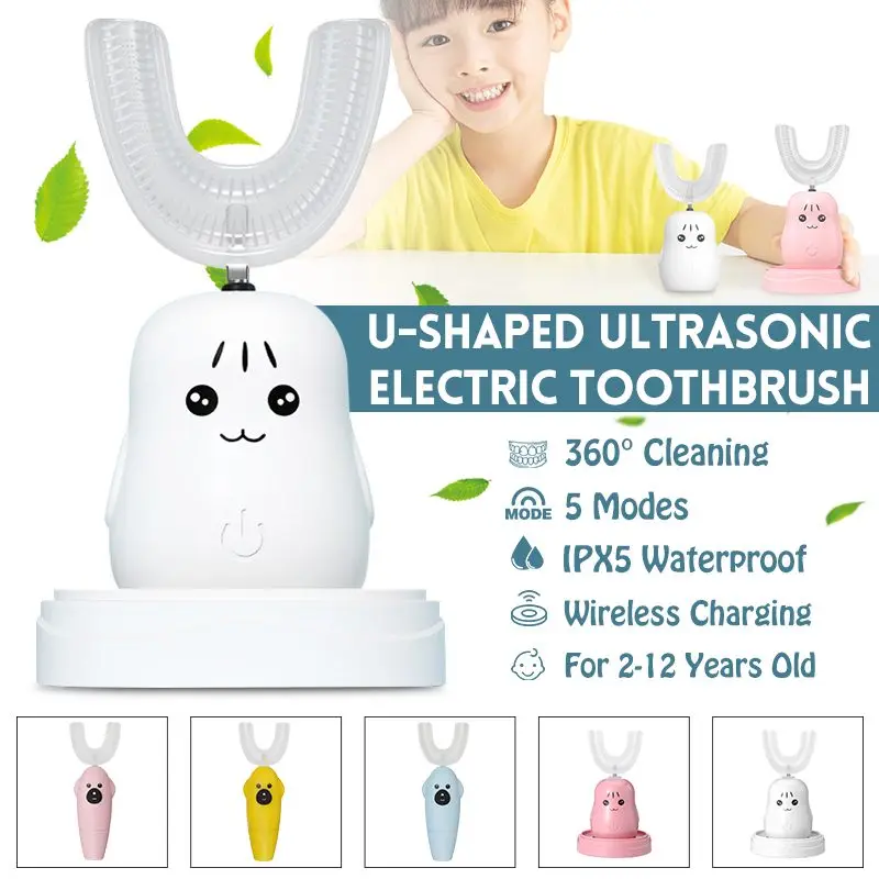 

Умная электрическая зубная щетка, 2 вида, 360 °, U-образная, автоматическая ультразвуковая зубная щетка для чистки, зарядка через USB, для детей ...