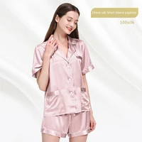 new 19mm silk pajamas women short summer suit 100 mulberry silk home service