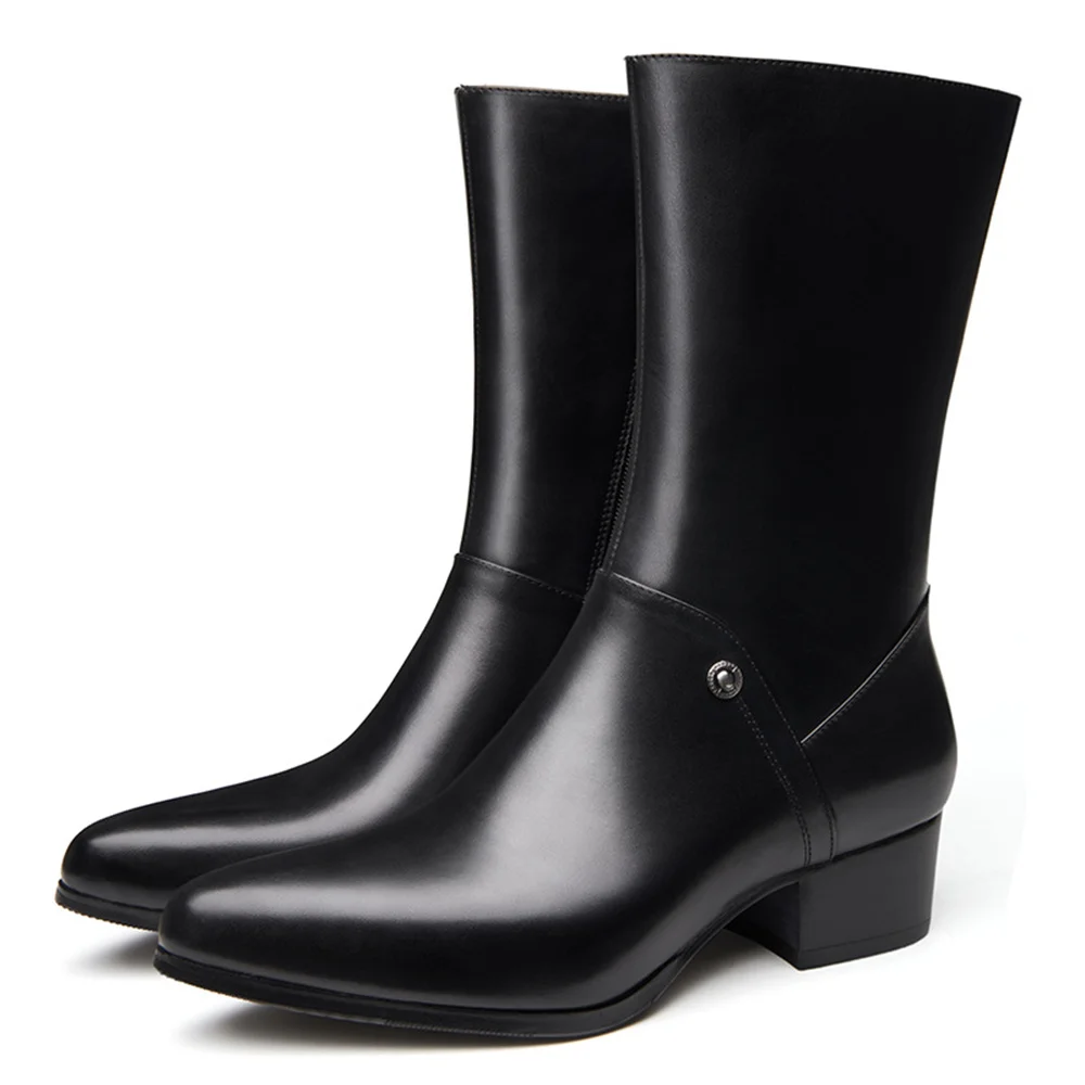 

Ботинки из воловьей кожи на низком каблуке, на молнии