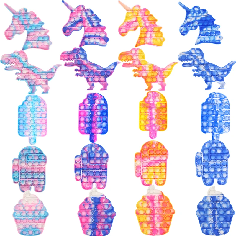 

Poped Rainbow Fidget Push Pop Bubble Stress Reliefsd Unicorn Silicone Toys Children's Mental Decompression Toys Pressure Popits