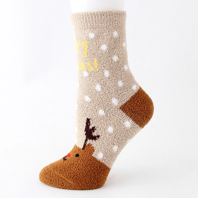 L Cotton Socks Cute Funny Women Sock Colorful Cartoon Kawaii Santa Elk Socks Christmas Gift For Girls Cute funny design#F - Цвет: L