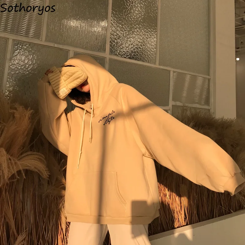 Толстовки женские плюс бархат 2020 новые студенческие с капюшоном корейский стиль