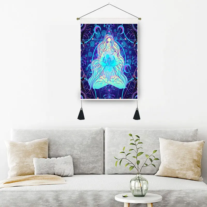 С психоделической мандалой Йога Для мужчин в качестве фона для дивана и фазы