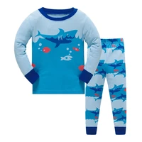 long sleeve pajamas sets for children cotton printed with trucks or animal kids sleepwear toddler kids clothes suit 3t 8t