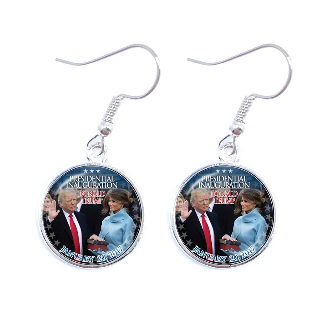 Donald Trump 2020 Collection Election Glass Cabochon Earrings USA Flag Keep America Great Drop Jewelry For Women Girls | Украшения и