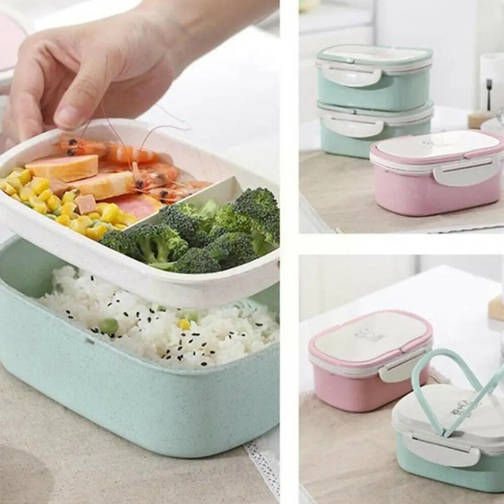 

Lunch Box 950ML Wheat Straw Cartoon Bento Box Portable Microwavable School Students Food Eco-friendly Storage For Kids Cont N0P4