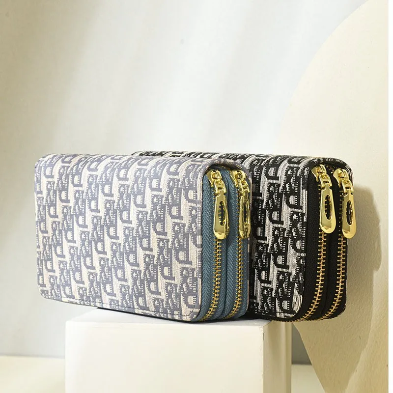new women wallets double zippers mobile phone clutch bag long casual wallet female money bag card holder carteras female purse free global shipping