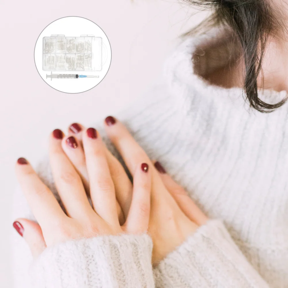 

1 Set of Manicure Nail Plates Phototherapy Fake Nail Hollowed Nail Patches White