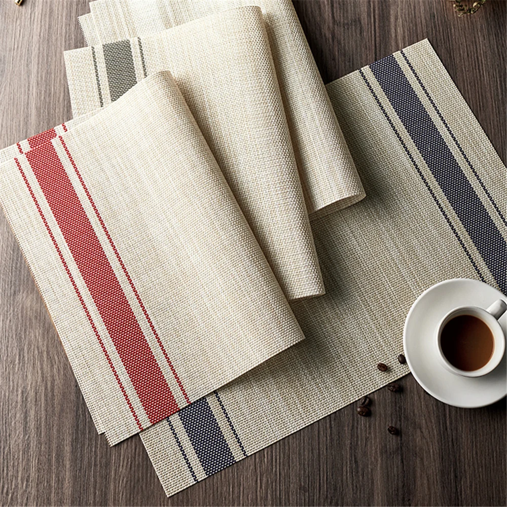 

4Pcs PVC Placemats Heat Insulation Dining Table Mats For Home Kitchen Reusable Anti-Skid Woven Mat 45x30cm
