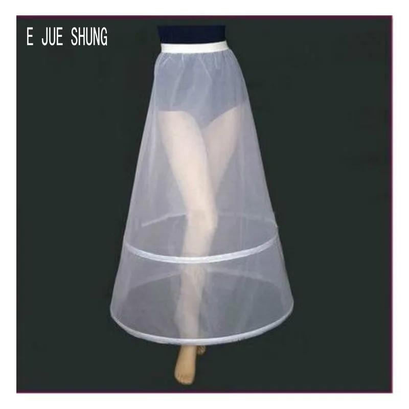 

E JUE SHUNG Sheer 2 Hoops Bridal Petticot Women Long White A-line Crinoline Underskirt Wedding Accessories Vestido Longo