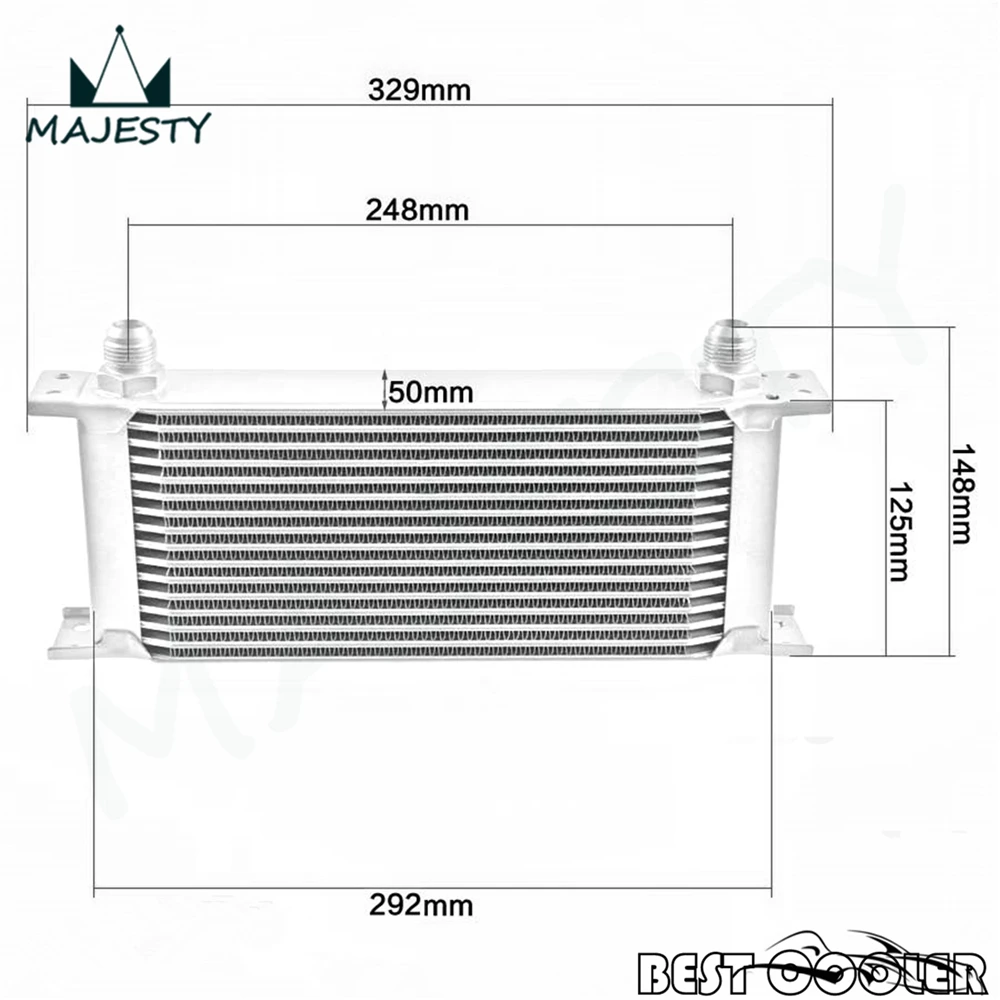 

AN10 16 Row Engine Oil Cooler Kit Thermostat Sandwich Plate Silver+ Oil Lines Kit