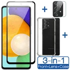 Прозрачный силиконовый чехол из ТПУ для Samsung Galaxy a52 a72 a32 a42 a12 a02 a02s 5G 4G камера закаленная стеклянная пленка Щит 3in1
