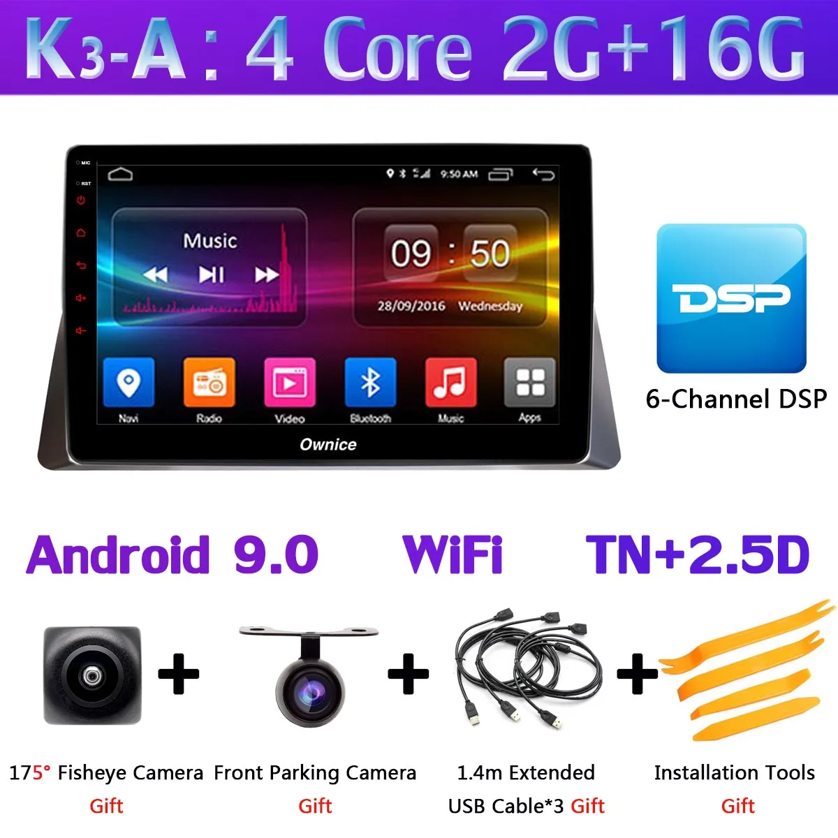 Панорамная камера 360 ° 1 din Android 9,0 8 ядерный 4 Гб+ 64 Гб DSP SPDIF CarPlay Автомобильный gps радио плеер для Honda Accord 8th 2008-2013 - Цвет: K3-A
