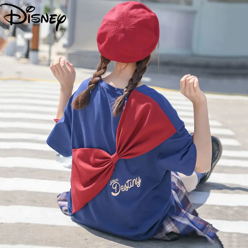 

Футболка с принтом Белоснежки Disney, креативная футболка с бантом на спине и коротким рукавом, детская одежда, Новинка лета 2021