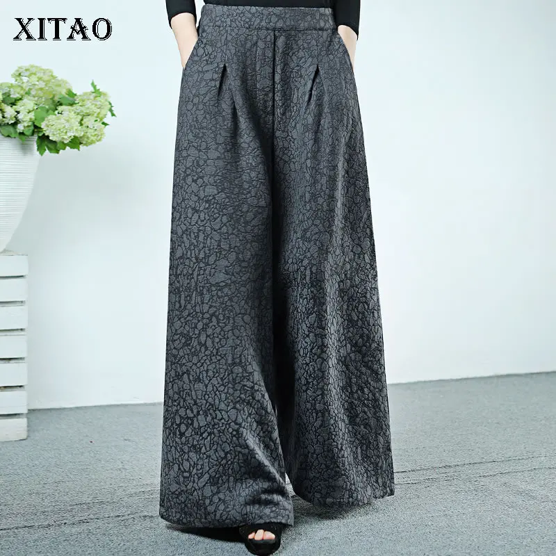 

XITAO Autumn and Winter New Pants 2021 Fashion Temperament High Waist Loose Culottes Casual All-match Wide Leg Pants GWJ1676