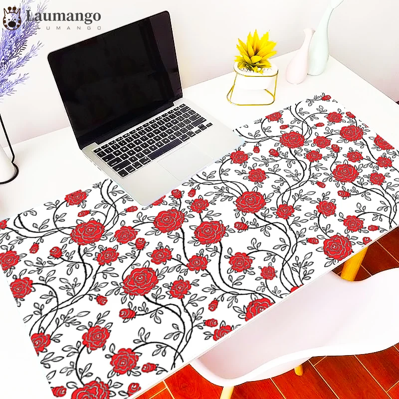 

Flower Pad Large Gaming Mouse Pad Floral Mousepad Gamer 900x400 Rubber Keyboard Mats Desk Table Decoration For CSGO LOL Carpet