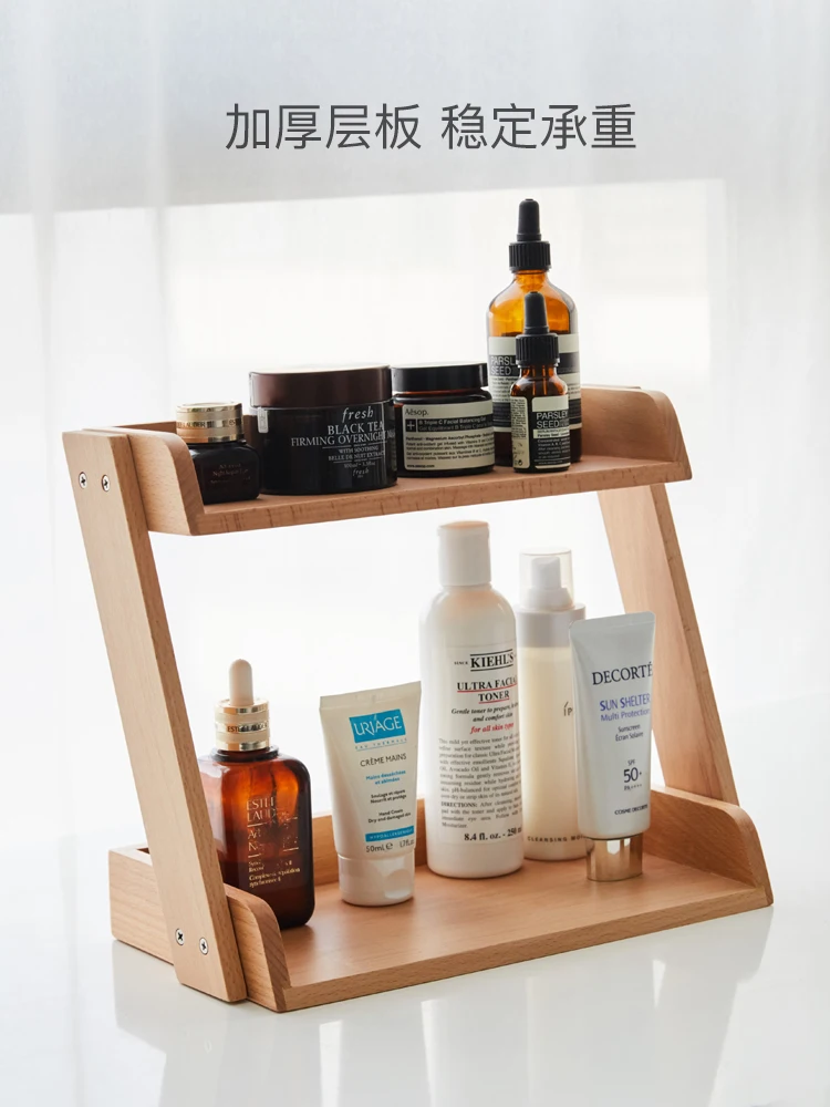 

Деревянная настольная полка, Офисная Двухуровневая полка для сортировки и хранения мелочей, простая настольная книжная полка