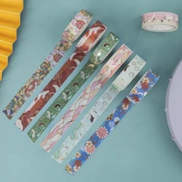 10pcs vintage chinese paper washi tape set luxury palace flower crane wave adhesive masking tapes stickers decoration diy a6180