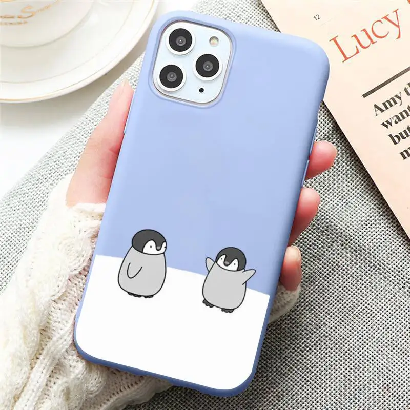 

lovely animal cartoon penguin Phone Case Candy Color for iPhone 6 7 8 11 12 s mini pro X XS XR MAX Plus