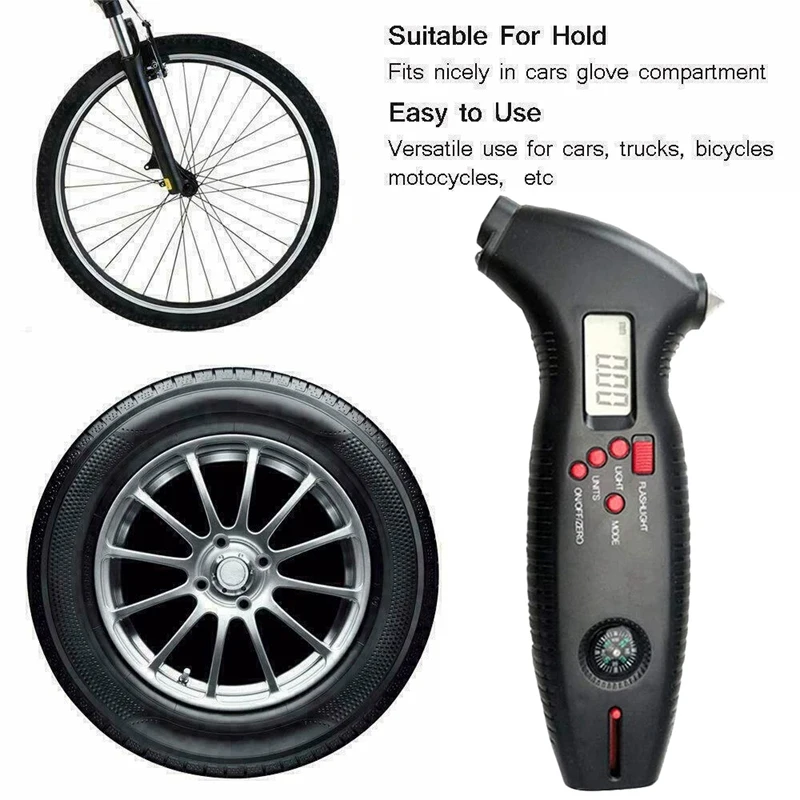 

Digital Tire Pressure Gauge Meter Tire Diagnostic Tool 0-200 PSI Backlight LED Air Pressure Gauge for Bicycle Car