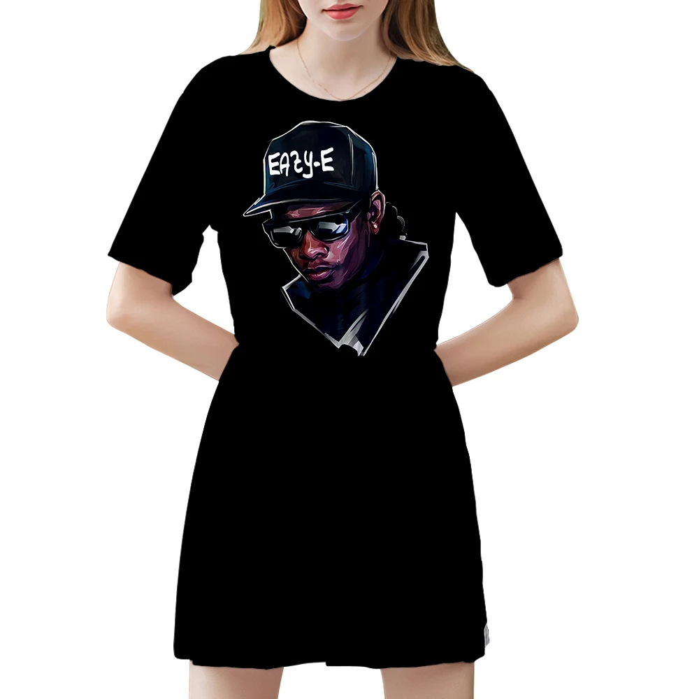 Гангста рэп Eazy E женское платье с 3D принтом модное негабаритное коротким рукавом