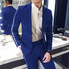Bridalaffair, новый дизайн, темно-синие костюмы для молодых мужчин, 2020, сшитые на заказ, тонкие мужские костюмы жениха с отворотом для свадебной вечеринки, комплекты из 2 предметов