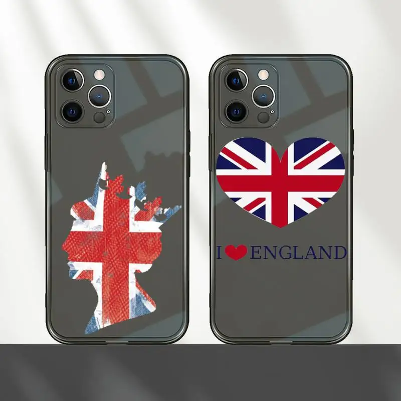 

British flag Phone Case For iPhone 12 11 8 7 mini pro X XS XR MAX Plus Black Transparent Cover