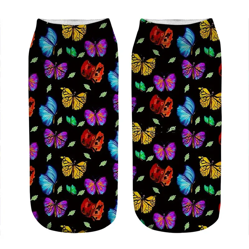 

Носки женские с рисунком бабочки, комплект с принтом, счастливые смешные, милые подарочные для девочек в стиле Харадзюку