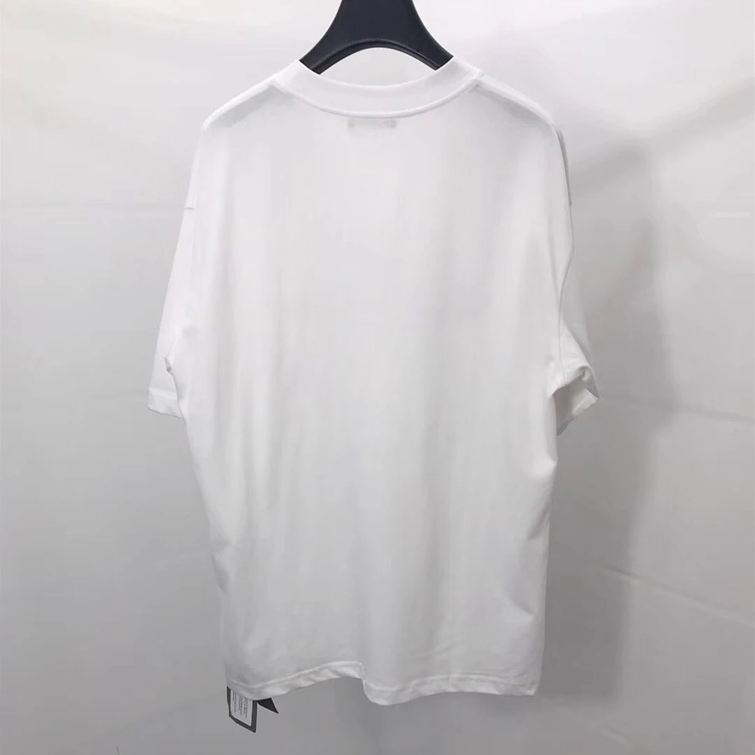 

Fashion New 2021 Style High Street Wind Comfortable T-shirt Leisure Mercerized Cotton Letter Crown on The Back of The Pure Color