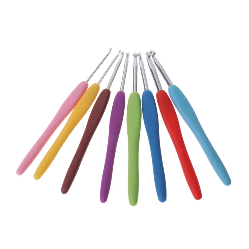 

8Pcs Crochet Needles 2.5-6mm Rubber Handle Hooks Knitting Set Kit Accessories