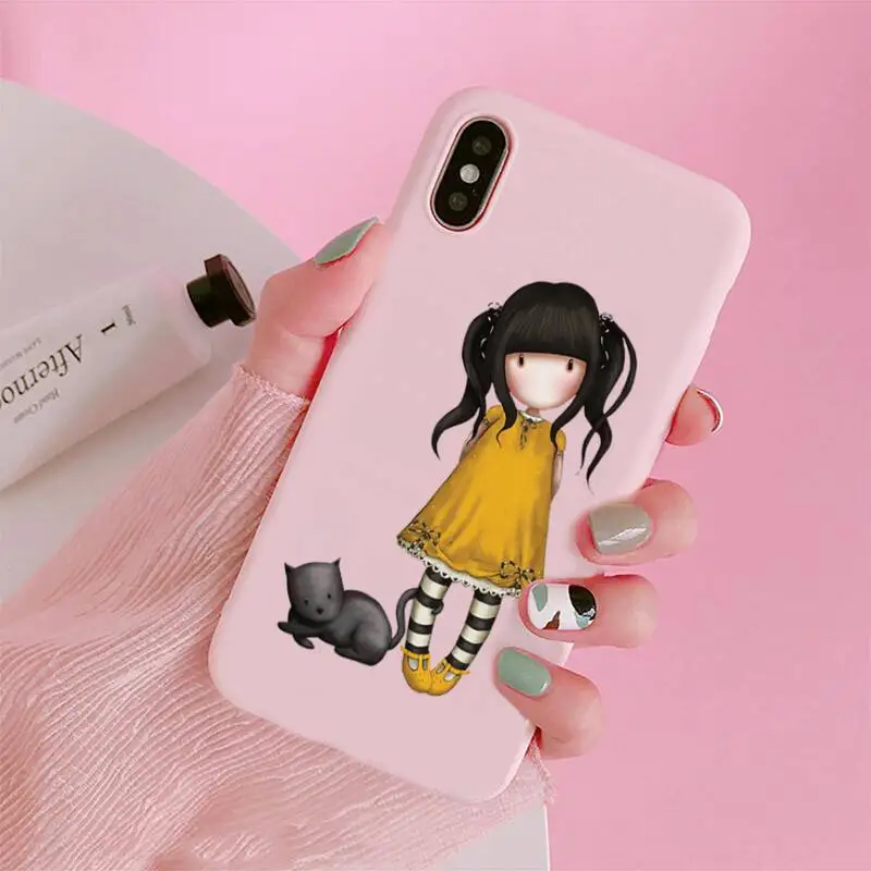 

Cartoon girl Santoroes Gorjuss Phone Cases For iphone 12 11 Pro Max Mini XS 8 7 6 6S Plus X SE 2020 XR Matte Candy Pink cover