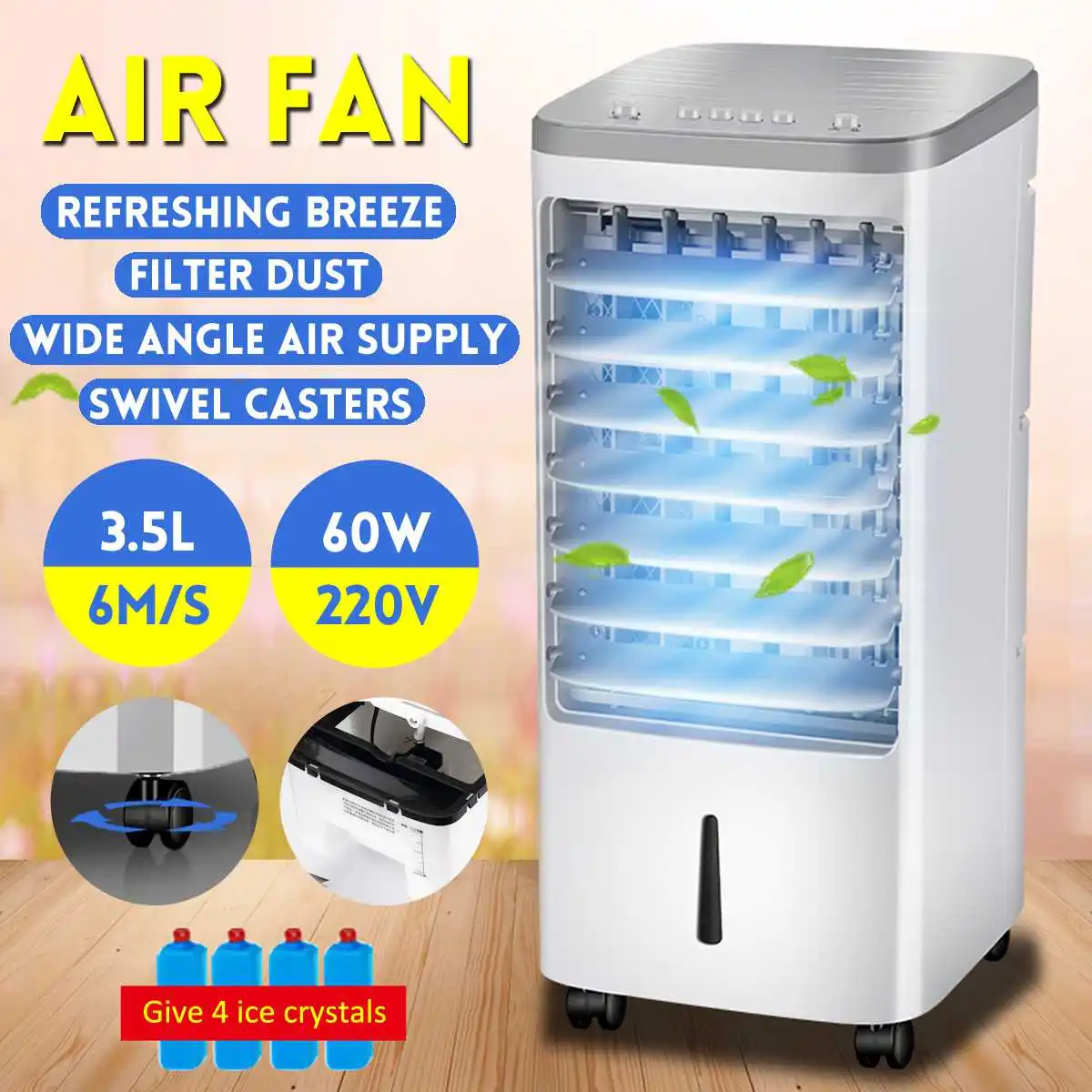 

220V Household Air Conditioning Fan Cooling Refrigeration Fan Cold Water-cooled Electric 60W Portable Mini Floor Air Conditioner