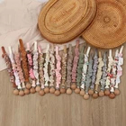 Детские хлопковые соски с цепочкой, Бук деревянная пустышка клипсы для режущихся зубов держатель для соски Детские Прорезыватель для зубов