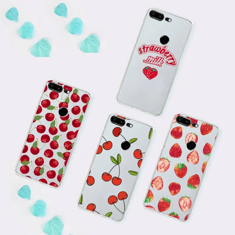 

Strawberry Cherry cartoon fruit Phone Case Transparent for Huawei P 40 20 30 10 mate pro lite plus