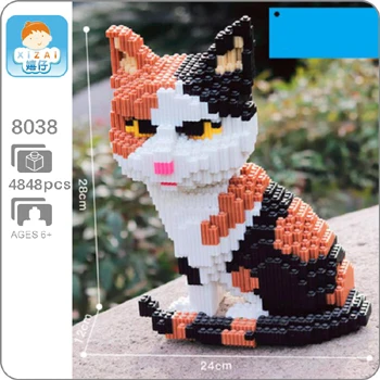 Cat Xizai животное Хаски Шнауцер корги собака персидская кошка панда жираф Свинья Пикачу Марио Йоши DIY Мини строительные блоки игрушка без коробки - Цвет: Cat