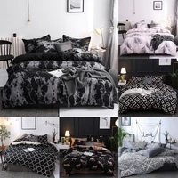 simple bedclothes quilt cover pillowcase three piece bedding set with pillow case single double comforter black duvet cover