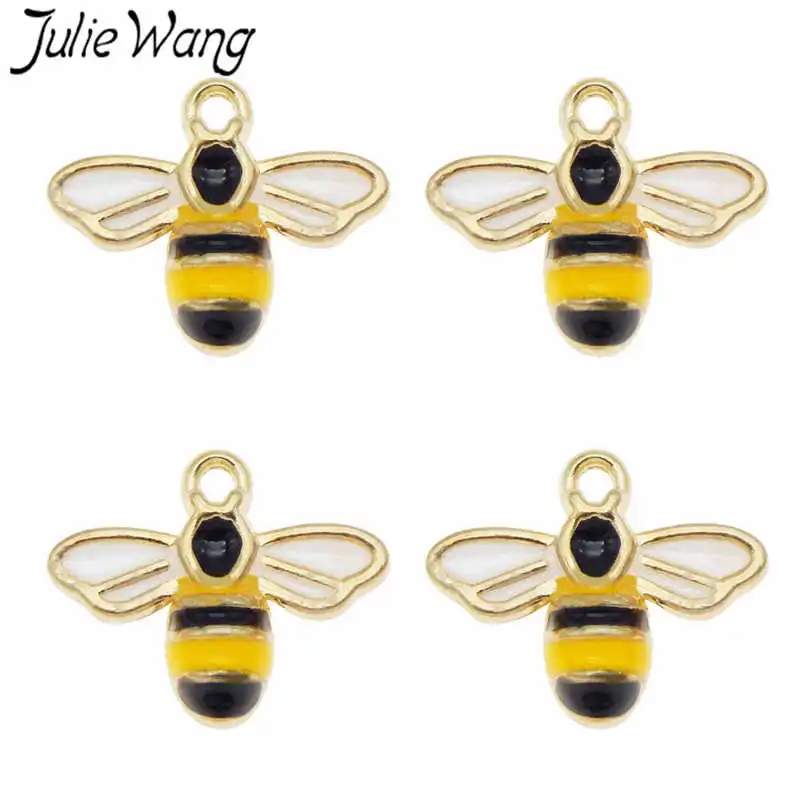 Julie Wang 4 шт. эмалированная пчела Шарм медовый сплав золотой тон ожерелье браслет