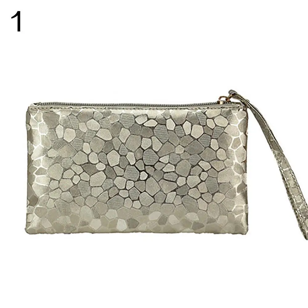 

70% 2021 New Women's Glitter Faux Leather Wristlet Clutch Purse Travel Toiletry Makeup Bag