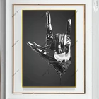 Абстрактный жест Серебряная скульптура холст картина, печатный плакат статуя черная Настенная картина для гостиной домашний декор Куадрос