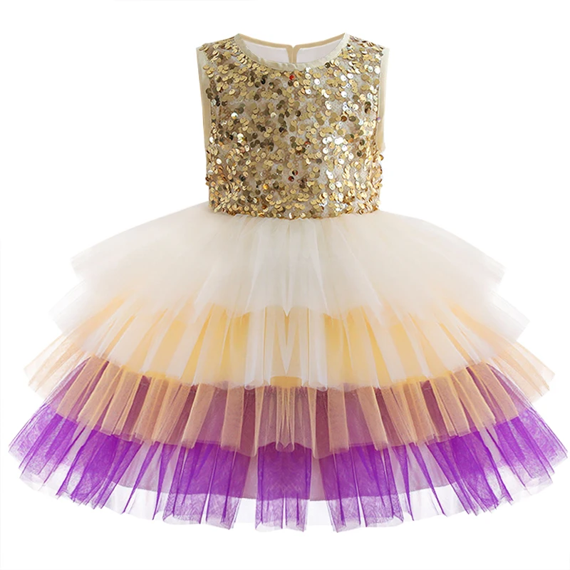 Летнее платье принцессы без рукавов с блестками для девочек | Детская одежда и